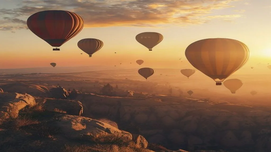Fotograf an einem Aussichtspunkt in Kappadokien bei Sonnenaufgang