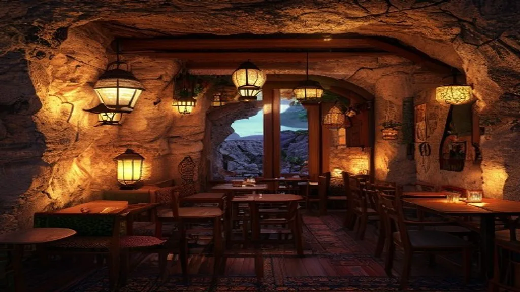 Gemütliches Höhlenrestaurant in Kappadokien am Abend