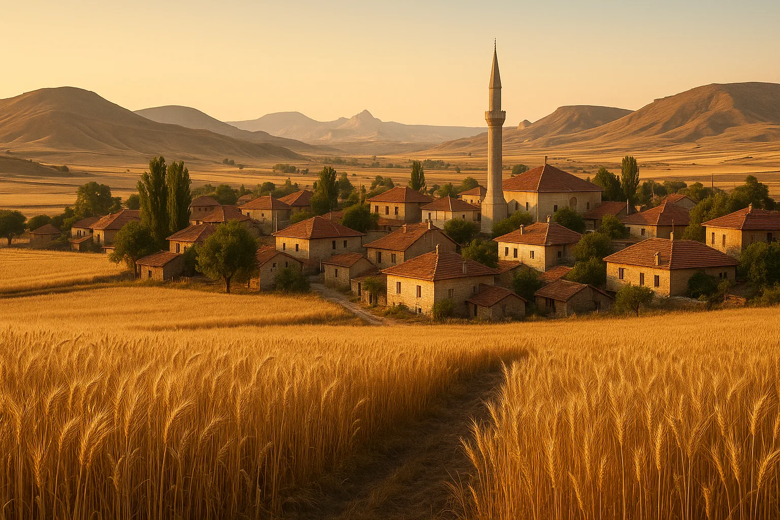Dorf Güneyce auf der Hochebene Zentralanatoliens nahe Derinkuyu