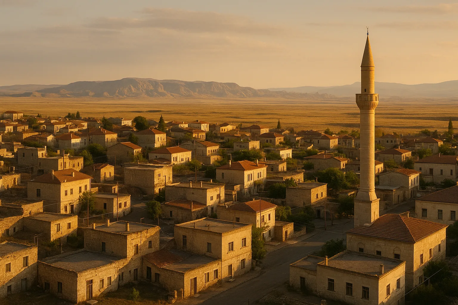 Die Kleinstadt Derinkuyu in der Provinz Nevşehir, Zentralanatolien