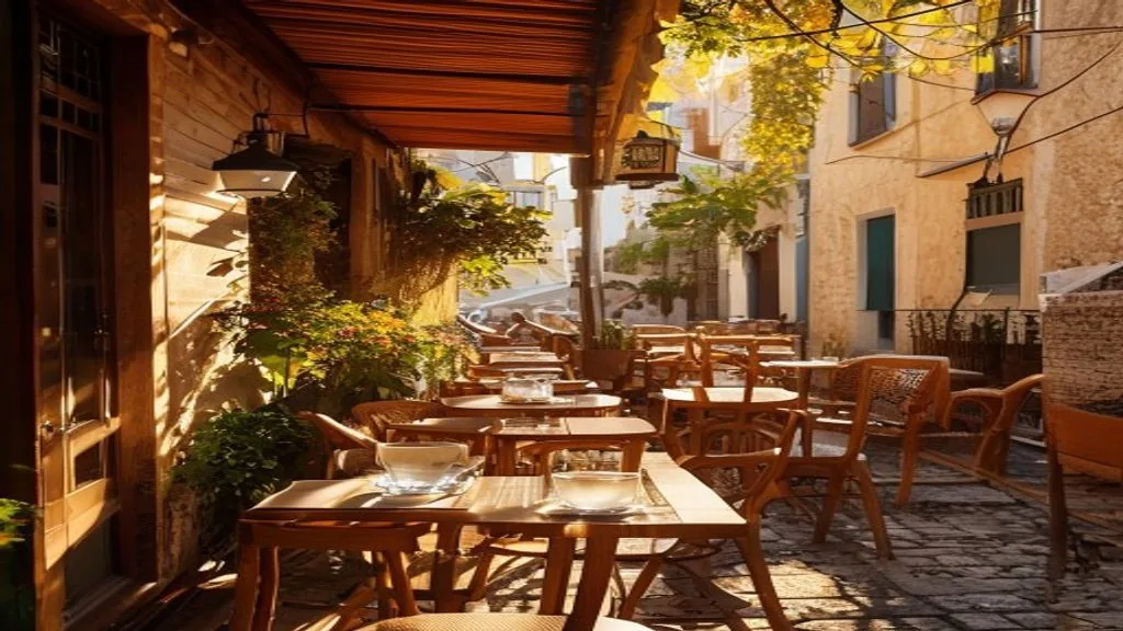 Sonnige Café-Terrasse in einer anatolischen Stadt – Auswandern in die Türkei