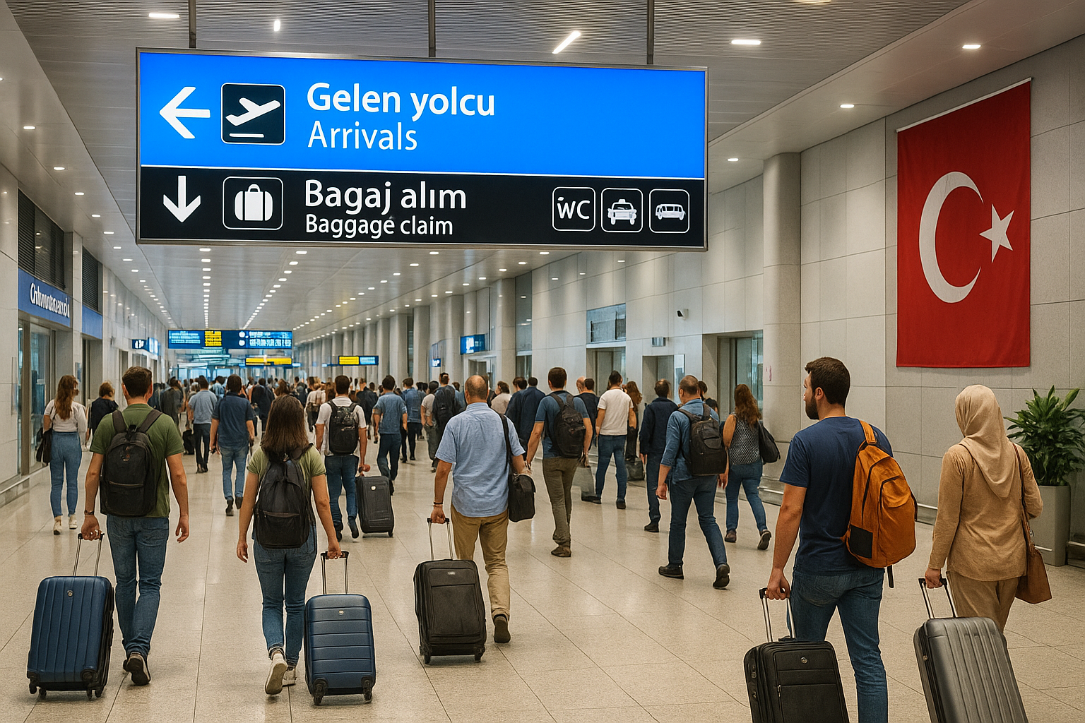 Ankunftshalle an einem Flughafen in der Türkei