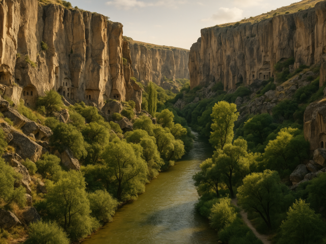Ihlara-Tal Canyon mit Felsenkirchen in Kappadokien