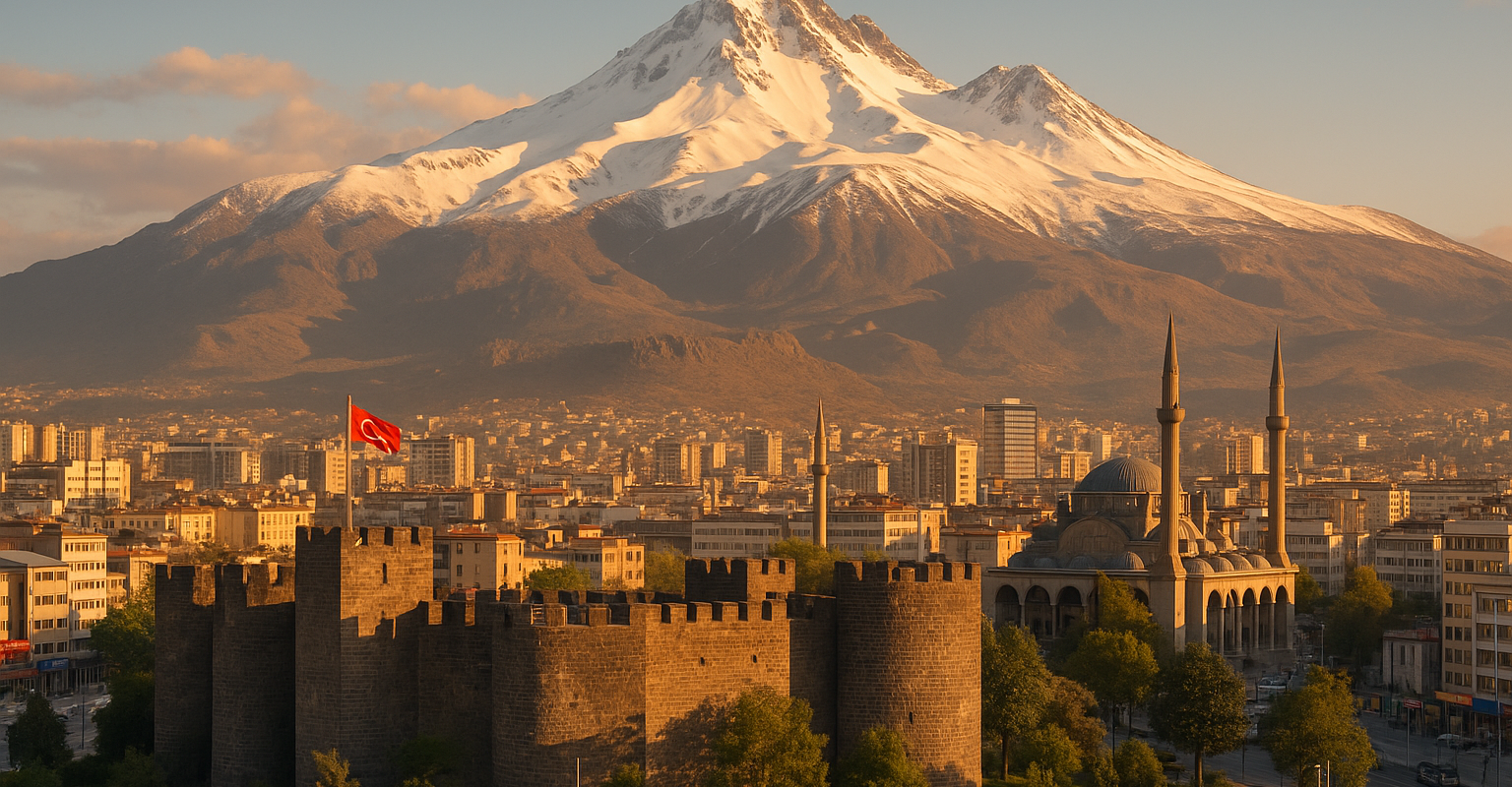 Kayseri mit Zitadelle und Vulkan Erciyes