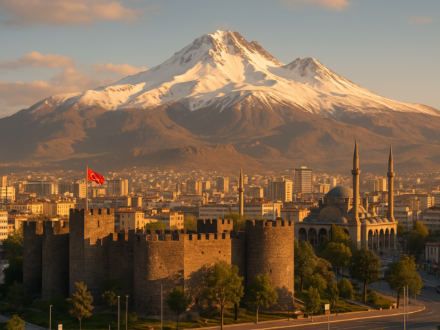 Kayseri mit Zitadelle und Vulkan Erciyes
