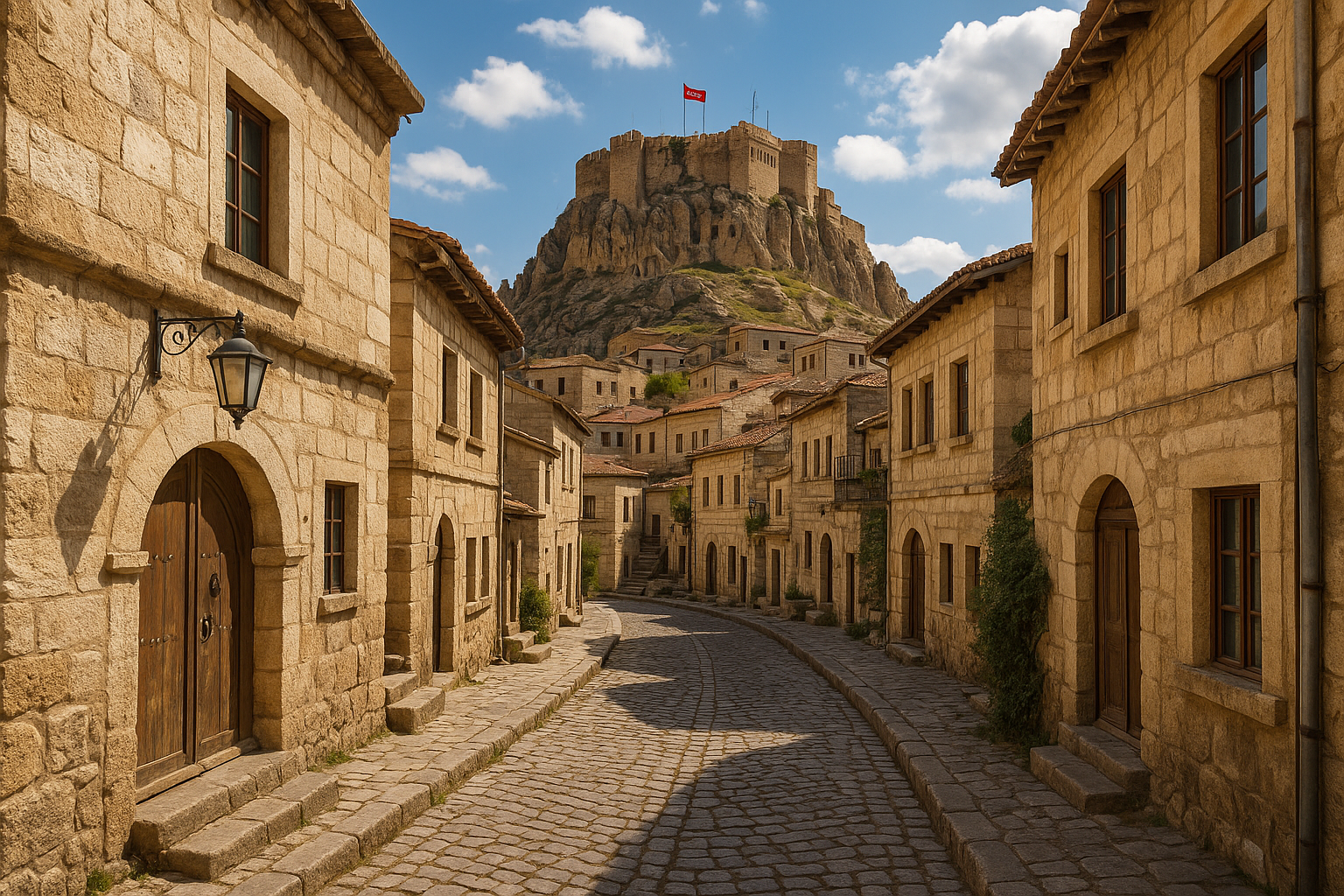 Altstadt von Nevşehir mit der Festung im Hintergrund
