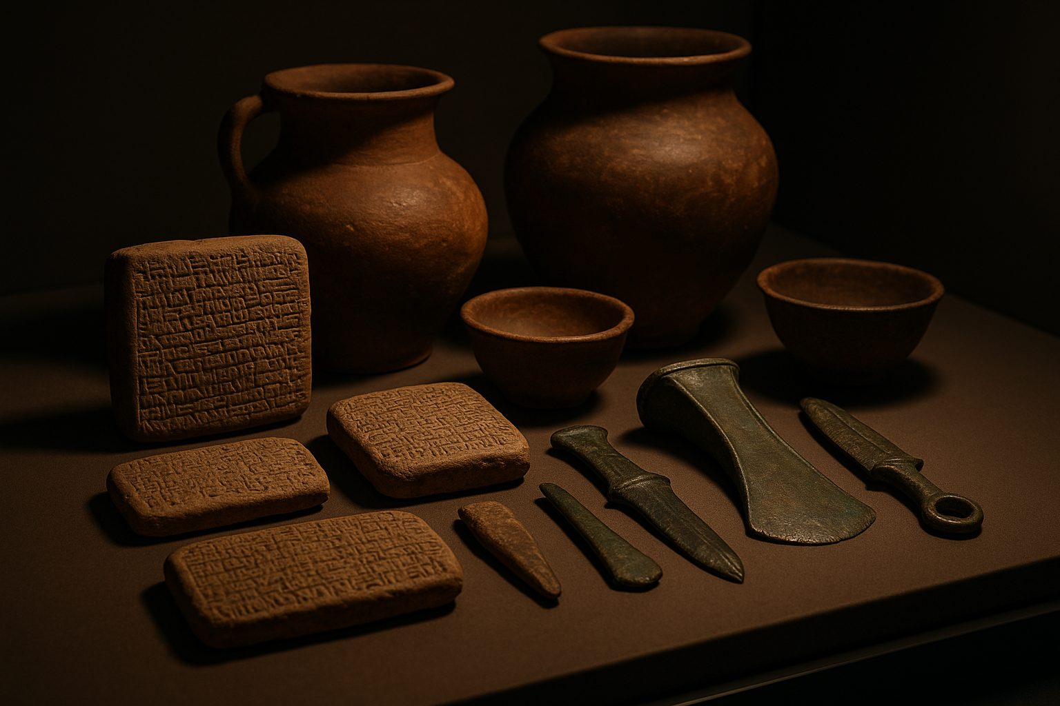 Antike bronzezeitliche Funde und Tontafeln im Museum
