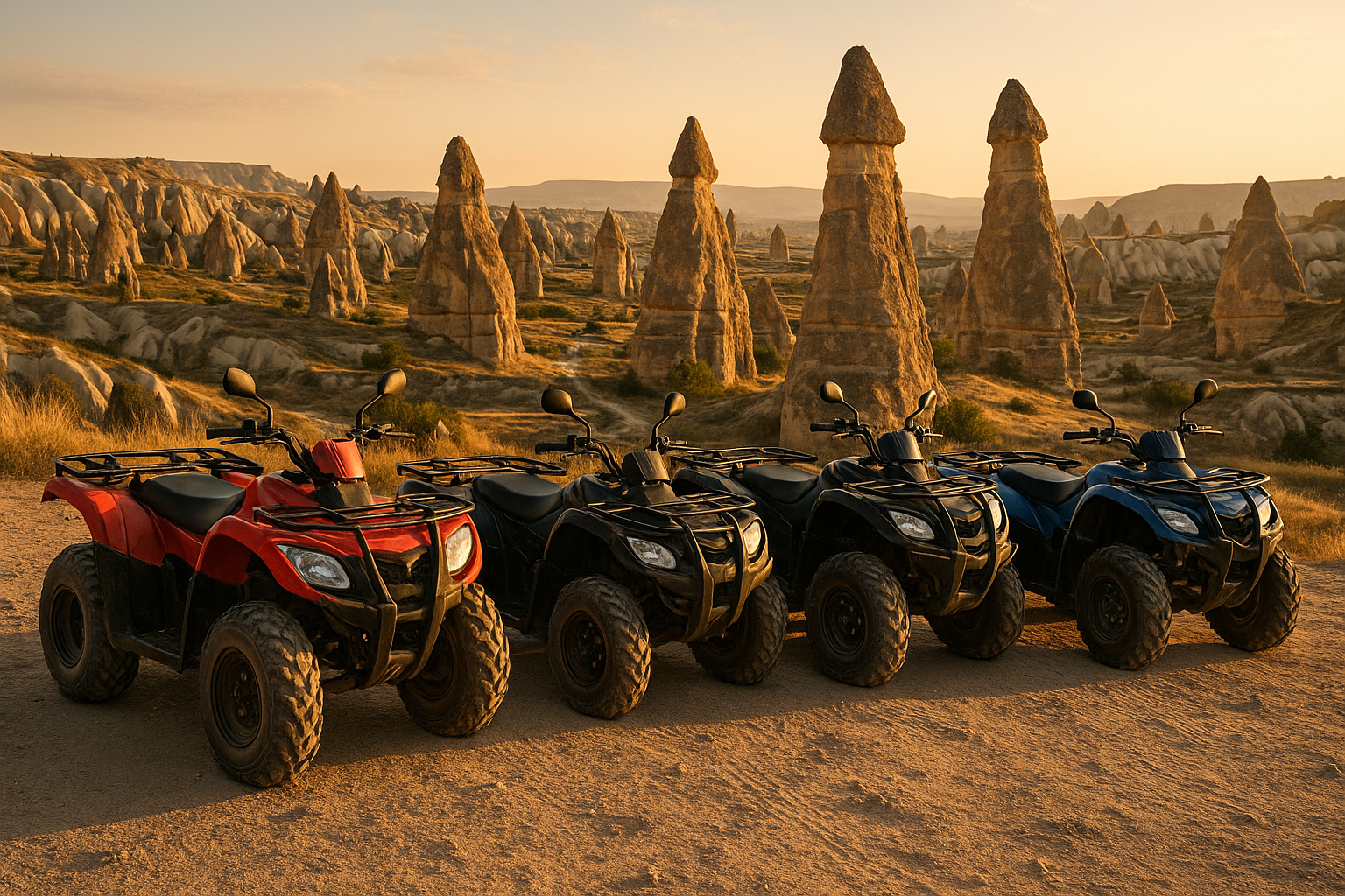 Quad-ATVs an einem Aussichtspunkt in Kappadokien