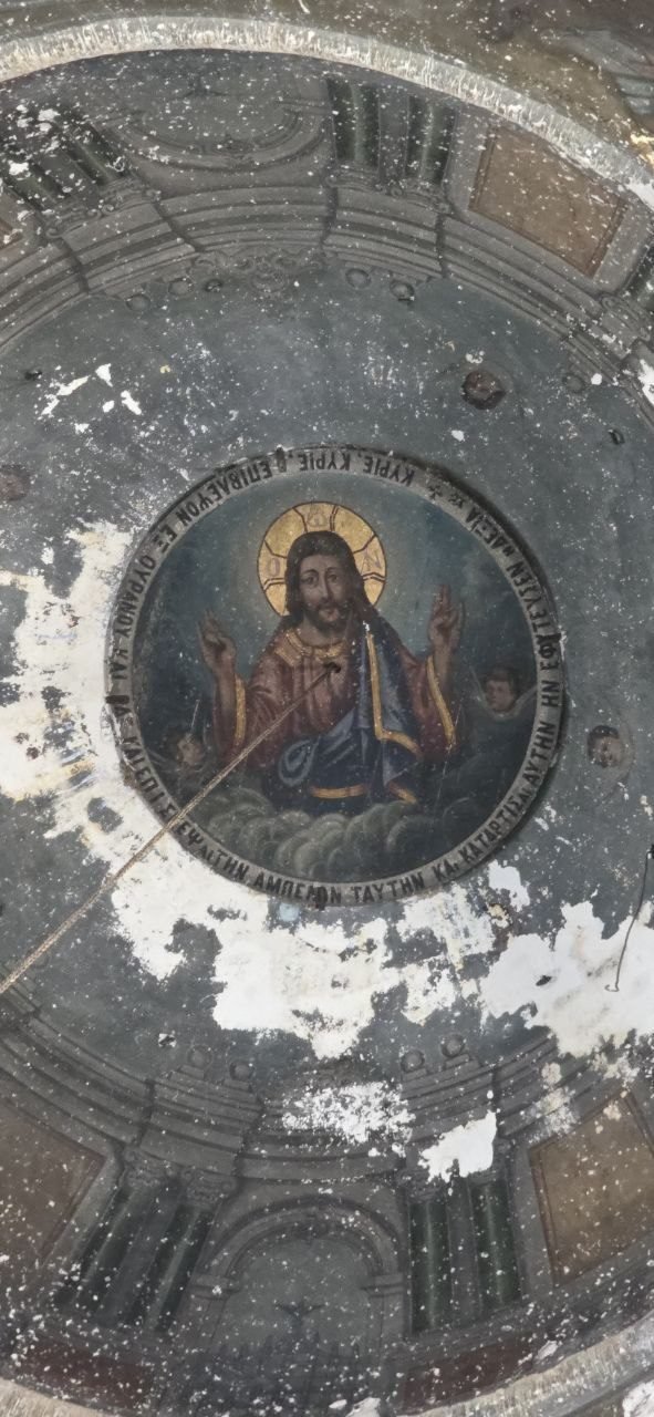 Christus-Fresko als Deckenmedaillon in der Üzümlü Kilise